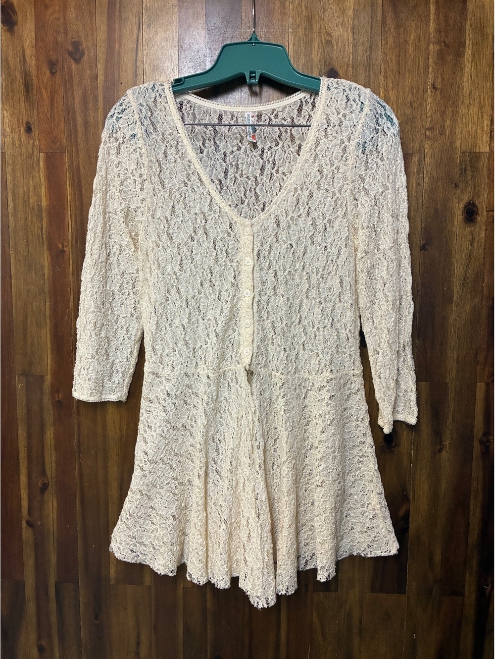 Free People Ivory Lace Tunic Top L Cottagecore Boho Fairycore Romantic Y2K
